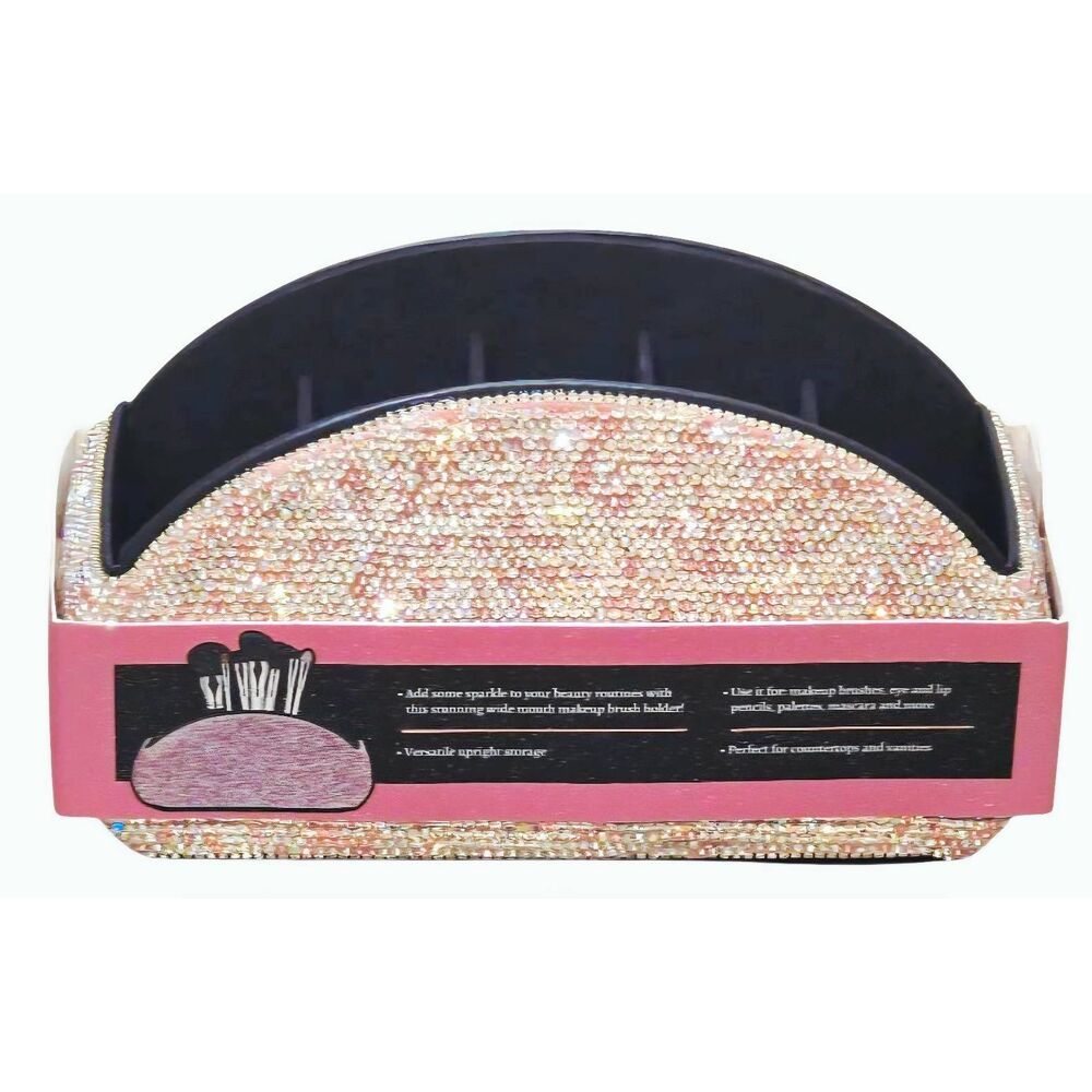 Glitz &‎ Glam Pink/Silver Rhinestone  Makeup Brush Holder